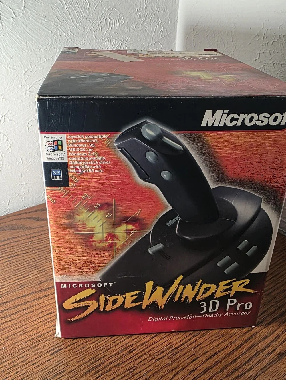 Vintage Microsoft Side Winder 3D Pro PC Joystick Flight Stick 15- Pin Non-USB